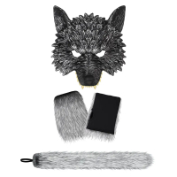 New Halloween Wolf Set Mask Gloves Tail Cosplay Party Costume Props Accessories