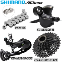 SHIMANO ALIVIO M3100 9 Speed Derailleur MTB Bike Right Shift Lever VXM 9S Chain CS-HG200-9 32T/34T/36T Cassette Bike Parts