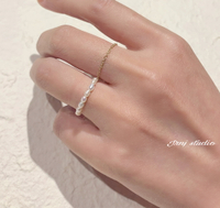 新款珍珠戒指小米粒珠纖細閃耀極簡溫柔天然珍珠小眾14K包金戒指