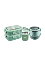 [Harajuku Set D] กล่องอาหาร 2 ชั้น 2 แบบ พร้อมถ้วยซุป Food Grade - Green