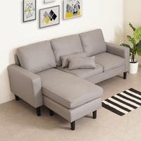 黛芙妮科技布L型沙發(附抱枕x2)❘L型沙發/三人座沙發/附腳凳【YoStyle】