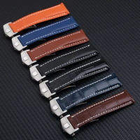 22mm 24mm For TAG Strap Heuer MONACO CARRERA Heritage Soft Leather Crocodile Grain Watchband Blue Black Wristband Accessories