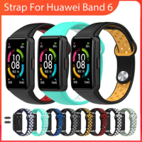 Soft Silicone Sport Band Strap for Huawei Band 6 Dual Colors Smart Wristband Bracelet Replacement Strap TPU for For Honor Band 6