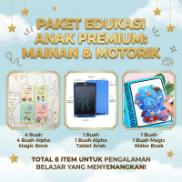 Paket Edukasi Anak Belajar Untuk Motorik, Sank Magic Book, LCD Drawing Tablet, Magic Water Book