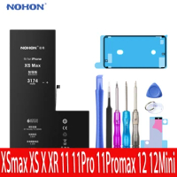 NOHON Lithium Battery For Apple iPhone XS 11 Pro MAX X XR 12 Mini Mobile Phone Capacity Replacement Bateria For iPhoneXS Max