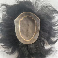 MONO 3 # Mesh Hand Hook Black Front F Mesh Lace 100% Human Hair Man Toupee Natural Looking Straigh