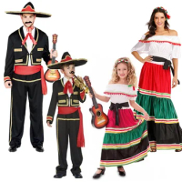 Halloween Costume Mexican Costume Adult Traditional Senorita Costume Men Matador Cosplay Kids Mexican Fancy Dress Cosplay