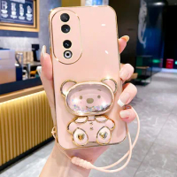 Mirror Quicksand Bear Case For Huawei P30 Lite Y9S Y7 2019 P20 Pro Honor 70 Lite 90 X7A X9 90 Lite X9 X8A 50 X7 Silicone Cover