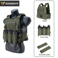 IDOGEAR Tactical FCSK 3.0EX Plate Carrier MOLLE Vest With inner Plates with Triple Magazine Pouch For 5.56mm Shoulder Pads