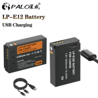 PALO LP-E12 LPE12 LP E12 USB Battery for Canon Rebel SL1 100D Kiss X7 EOS-M EOS M M2 EOS M10 M50 M100 Camera, 1800mAh 7.4v