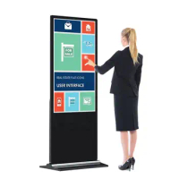 43 50 55 inch floor standing advertising video player touch screen digital signage 4k full hd all in one pc lcd display