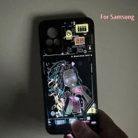 Anime Girl Phone Cover Capa For Samsung Galaxy Note 20 S20 FE S21 Ultra S10 S9 Plus A31 A32 A50 A51 A52 A71 Glass LED Flash Case
