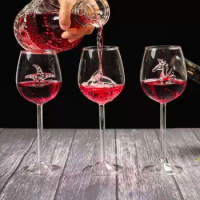 300ml Sea Red Wine Glass Cup Horse/Starfish/Dolphin Goblet Bar Martini Cup Margaret Wine Glass Wedding Sea Party Champagne Glass