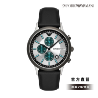 Emporio Armani Renato 街頭風尚三眼計時手錶 黑色環保製程皮革錶帶 43MM AR11473