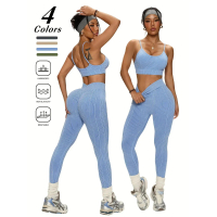Women's Seamless 2-Piece Yoga Set: High-waisted sports bra and butt-lifting leggings with a V-back d