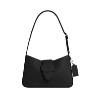 Coach [12.12 Dealcember] Eliza Shoulder Bag with Zipper Closure Smooth Leather Black