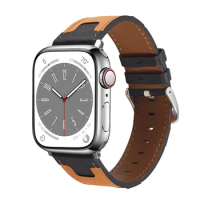 H pattern leather strap For Apple watch band 44mm 45mm 49mm 40mm 41mm 38mm bracelet correa iWatch series 5 9 se 6 7 8 4 3 ultra