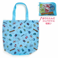 小禮堂 Sanrio大集合 折疊尼龍環保購物袋 環保袋 側背袋 手提袋 (藍 英雄戰隊)