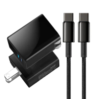 【CITY】35W Gan氮化鎵Type-C PD+USB快充黑+倍思 鎢金100W Type-C to Type-C 快充線-2m iphone16/15(1A1C)