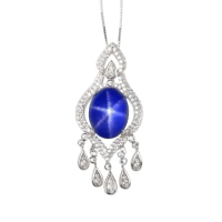 【Hommy Jewelry】海洋之美 ｜ 藍寶石項鍊(法國星鑽 六道星芒 貓眼)