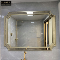 美式浴室鏡梳妝鏡衛浴鏡智能防霧鏡簡約壁掛鏡衛生間鏡