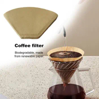 100Pcs Coffee Filter Paper Natural Unbleached Disposable Pour Over Coffee Dripper Cone Universal Coffee Maker Accessories