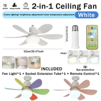 20.5-inch Ceiling Fan 40W Remote Control Lighting LED Lamp Ceiling Fan E27 Base Smart Silent Ceiling Fan, Bedroom Living Room