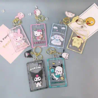 2023 Sanrio Card Sleeve Kawaii Cinnamoroll Mymelody Kuromi Student Cartoon Acrylic Campus Card Case Cute Girl ID Protection Case