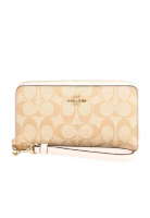 COACH Coach 標誌性長款 C4452 淺卡其色粉筆全拉鍊皮夾