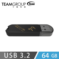 Team十銓科技 C183 USB3.2簡約風隨身碟-黑色 64GB