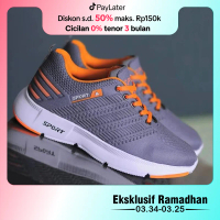 Sepatu Sneakers Olahraga Ringan Nyaman Sport Line Pria Wanita  Hak Datar casual hitam Shoes Running 