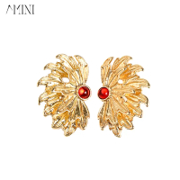 AMINI Anting Titanium Wanita Anti Karat Dan Anti Luntur Anting Wanita Emas Model Kipas Mutiara Antin