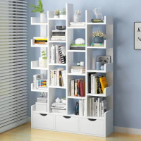 Bookcase 20-Open, Standing Bookshelf 6-Tier with 3 Drawers Storage Organizer, Stylish Book Shelves Display Shelf