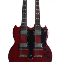 Double Headed 6-string 12-string Electric Guitar Humbucker Pickups Deep Red Body Professional Performance Factory Outlet