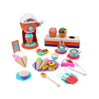 38Pcs Pretend Play Kitchen Toys Dessert Accessories Ice Cream Maker Machine Toy Set for Child Boys 3 4 5 6 Years Old