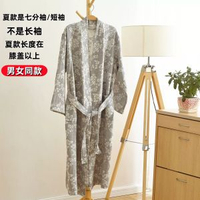 成人純棉浴袍男女汗蒸服睡袍女浴袍情侶長款夏天睡袍男夏季