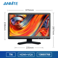 Anmite 15.6" Computer Monitor Led Technology PC HDMI VGA 1366×768