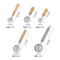In-stock dough cutter with oak handle, stainless steel dough wheel, pizza roller, cookie mold, manuf