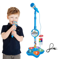Kids Microphone With Light，Stand - Karaoke Song Music Instrument for Brain-Training and Educational Microphone for Girl Boy