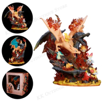 32cm Pokémon Charmander Charizard Cyndaquil Fennekin Fire Type Pokemon Figure PVC GK Statue Collection Model Toys Kids Gift