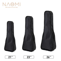 NAOMI Ukulele Bag 21 /23 /26 Inch Black Portable Oxford Thick Cotton Padded Uke Backpack Soprano Tenor Concert Ukulele Case