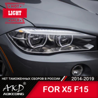For BMW X5 F15 Head Lamp 2014-2018 X6 Angel Car Accessory Fog Lights Day Running Light DRL H7 LED Bi Xenon Bulb Headlights
