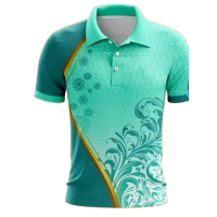 Mighty Wolf Head Indian Style Polo Shirt Men's High Street Trendy Brand Personalized Collar T-shirt 