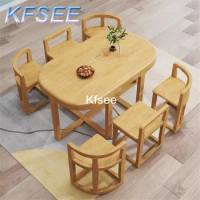 Kfsee 1 Set 130cm length Meaningful Dining Table Set 6 Chair Seater