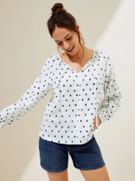 เสื้อเบลาส์ Pure Linen Polka Dot รุ่น T5205450Z4