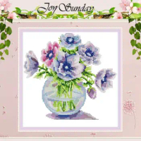 Poppy Flower Vase Counted 11CT 14CT Cross Stitch Sets DIY wholesale Chinese Cross-stitch Kits Embroidery Needlework home decor