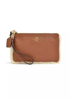 Coach COACH 拉鏈皮革手拿包 (F64709) – Saddle/Natural