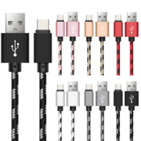 1M 2A USB Type C Cable Braided USB C Mobile Phone Type-C Data Cable for Samsung Galaxy S9 S8 Note 8 Xiaomi USB-C