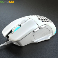 ECHOME Wired Mouse Honeycomb Anti-slip Texture Design Ultra-light RGB Backlight Lightweight Office Gaming Mouse for Computer