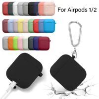 Case For Airpods 1st 2nd generation Silicone Protective Case Bluetooth Wireless Earphones Cover With Hook For Air pods 2 1 Cover